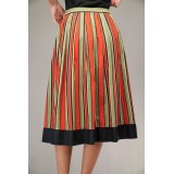 Vintage Stripe A-Line Midi Skirt Colorful Everyday Style