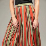 Vintage Stripe A-Line Midi Skirt Colorful Everyday Style
