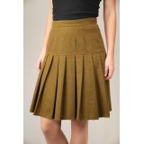 Vintage Pleated A-Line Skirt Warm Mustard Tone