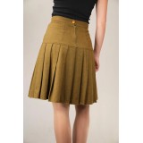 Vintage Pleated A-Line Skirt Warm Mustard Tone