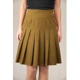 Vintage Pleated A-Line Skirt Warm Mustard Tone