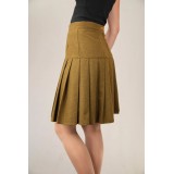 Vintage Pleated A-Line Skirt Warm Mustard Tone