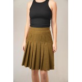 Vintage Pleated A-Line Skirt Warm Mustard Tone