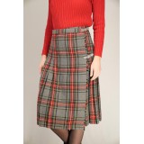 Vintage Tartan Wrap Midi Skirt Classic Heritage Style