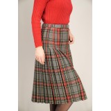 Vintage Tartan Wrap Midi Skirt Classic Heritage Style
