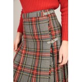 Vintage Tartan Wrap Midi Skirt Classic Heritage Style