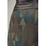 Leather Yoke Geometric Midi Skirt Artful Retro Edge