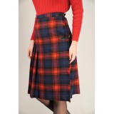 Red Navy Tartan Wrap Skirt Kilt-Inspired Heritage Style