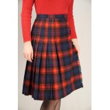 Red Navy Tartan Wrap Skirt Kilt-Inspired Heritage Style