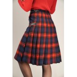 Red Navy Tartan Wrap Skirt Kilt-Inspired Heritage Style