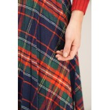 Navy Red Tartan Pleated Skirt Classic Swing Silhouette