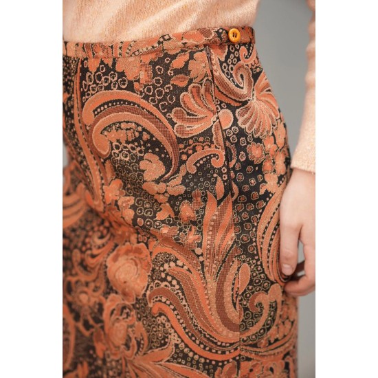 Baroque Floral Print Mini Skirt Warm Retro Statement