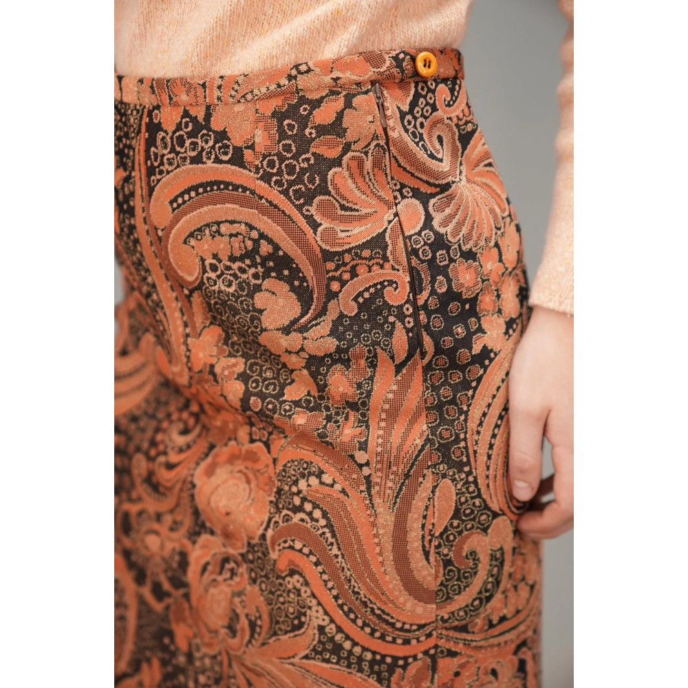Baroque Floral Print Mini Skirt Warm Retro Statement