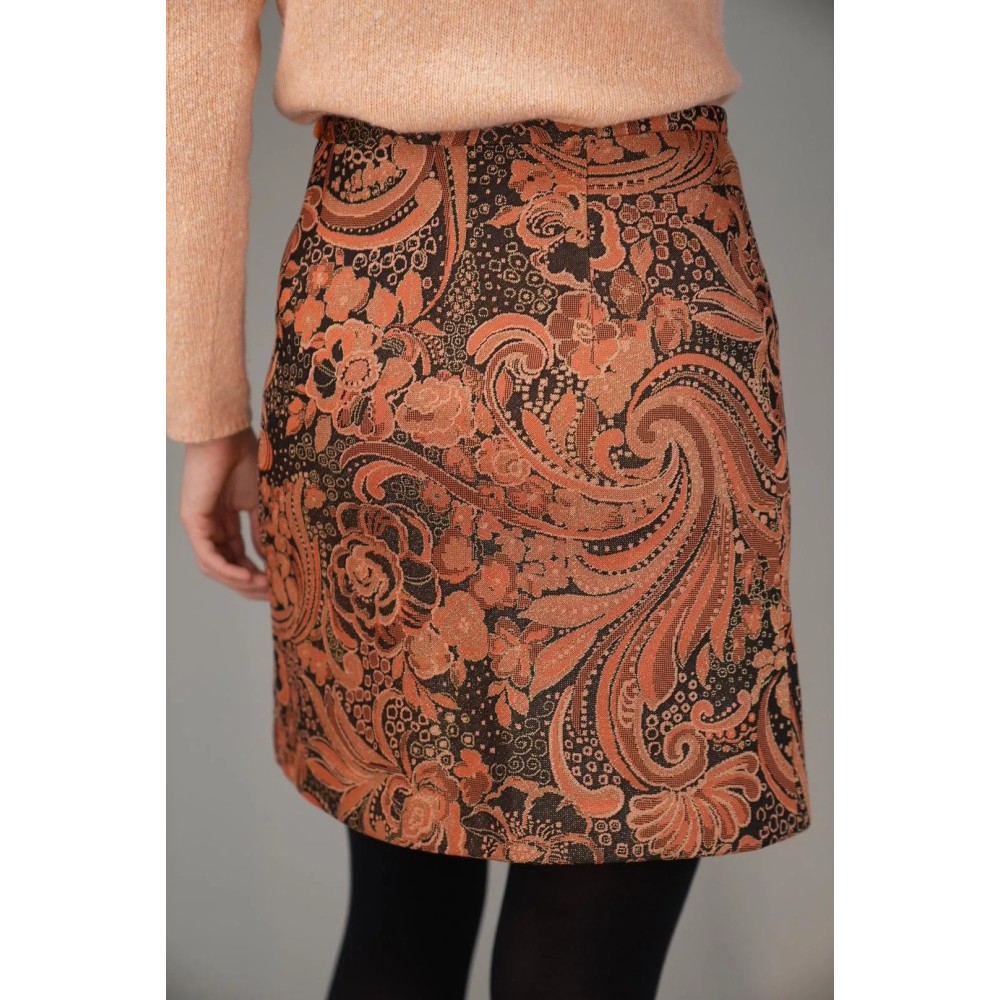 Baroque Floral Print Mini Skirt Warm Retro Statement