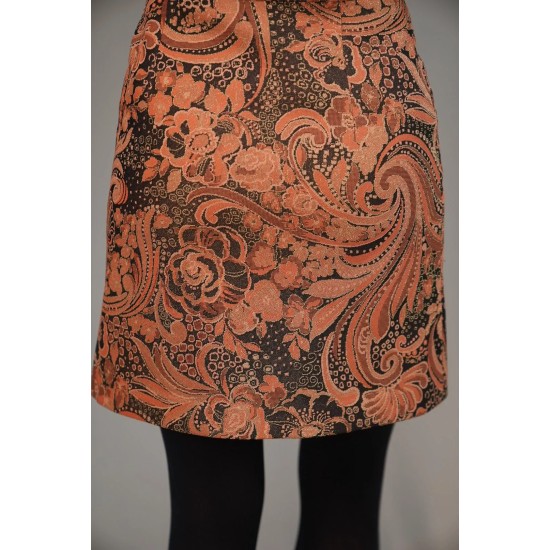 Baroque Floral Print Mini Skirt Warm Retro Statement