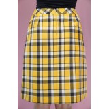 Yellow Check Pleated Skirt Bright Retro Everyday Style