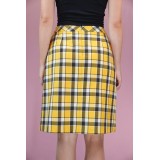 Yellow Check Pleated Skirt Bright Retro Everyday Style