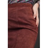 Brown Suede Fringe Pencil Skirt Western-Inspired Statement