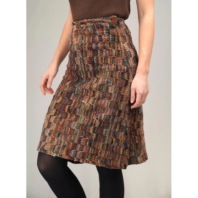 Multicolor Textured Knit Pencil Skirt Artsy Vintage Vibes