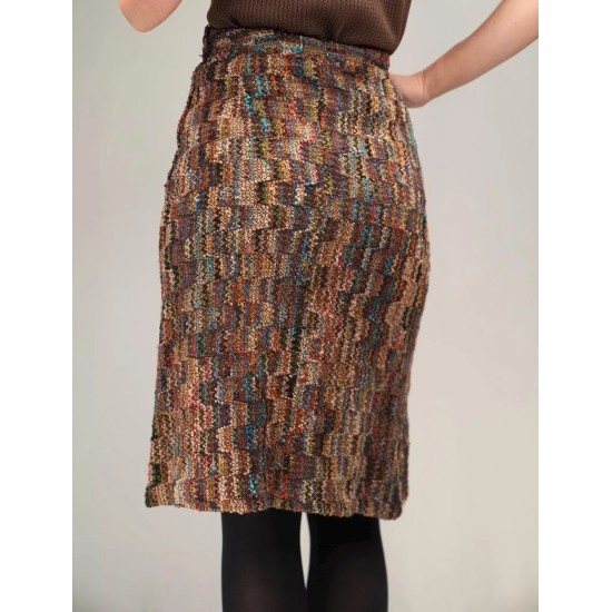 Multicolor Textured Knit Pencil Skirt Artsy Vintage Vibes