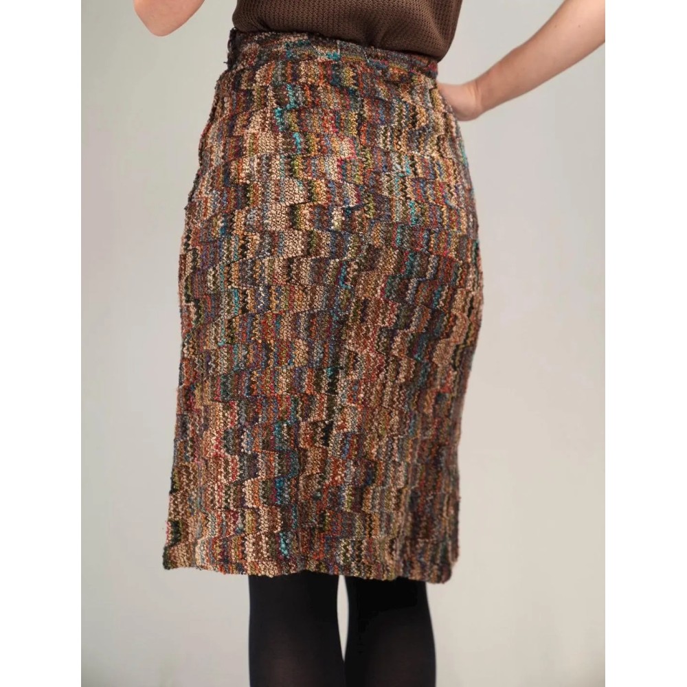 Multicolor Textured Knit Pencil Skirt Artsy Vintage Vibes