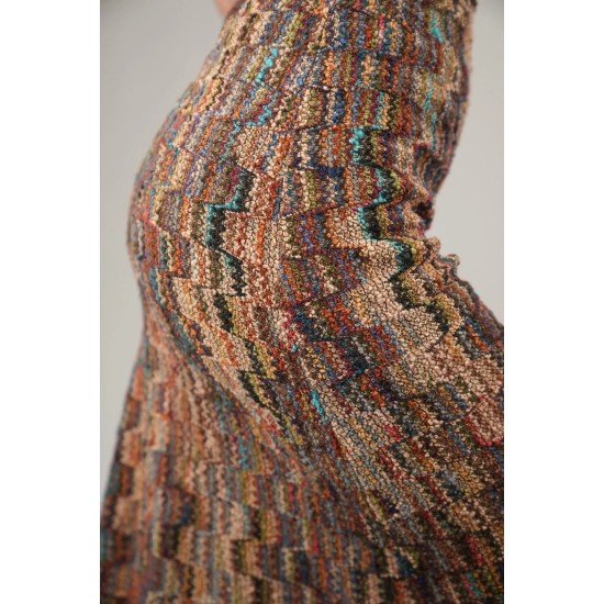 Multicolor Textured Knit Pencil Skirt Artsy Vintage Vibes