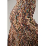 Multicolor Textured Knit Pencil Skirt Artsy Vintage Vibes