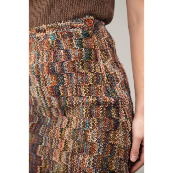 Multicolor Textured Knit Pencil Skirt Artsy Vintage Vibes
