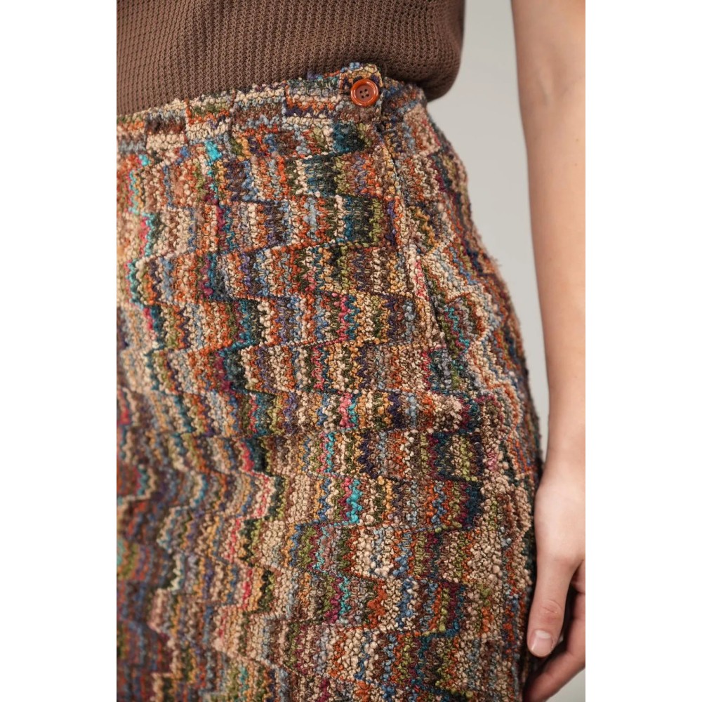 Multicolor Textured Knit Pencil Skirt Artsy Vintage Vibes