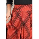 Red Plaid A-Line Midi Skirt Soft Vintage Swing