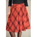 Red Plaid A-Line Midi Skirt Soft Vintage Swing