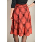 Red Plaid A-Line Midi Skirt Soft Vintage Swing