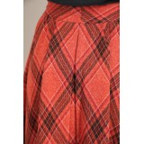 Red Plaid A-Line Midi Skirt Soft Vintage Swing