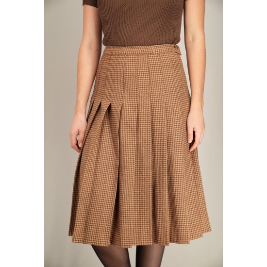 Vintage Checked Pleated Midi Skirt Classic Everyday Piece