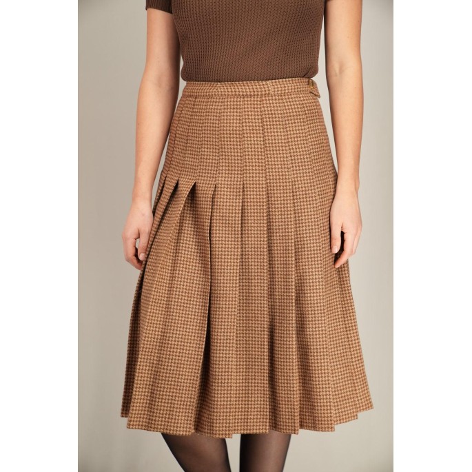 Vintage Checked Pleated Midi Skirt Classic Everyday Piece