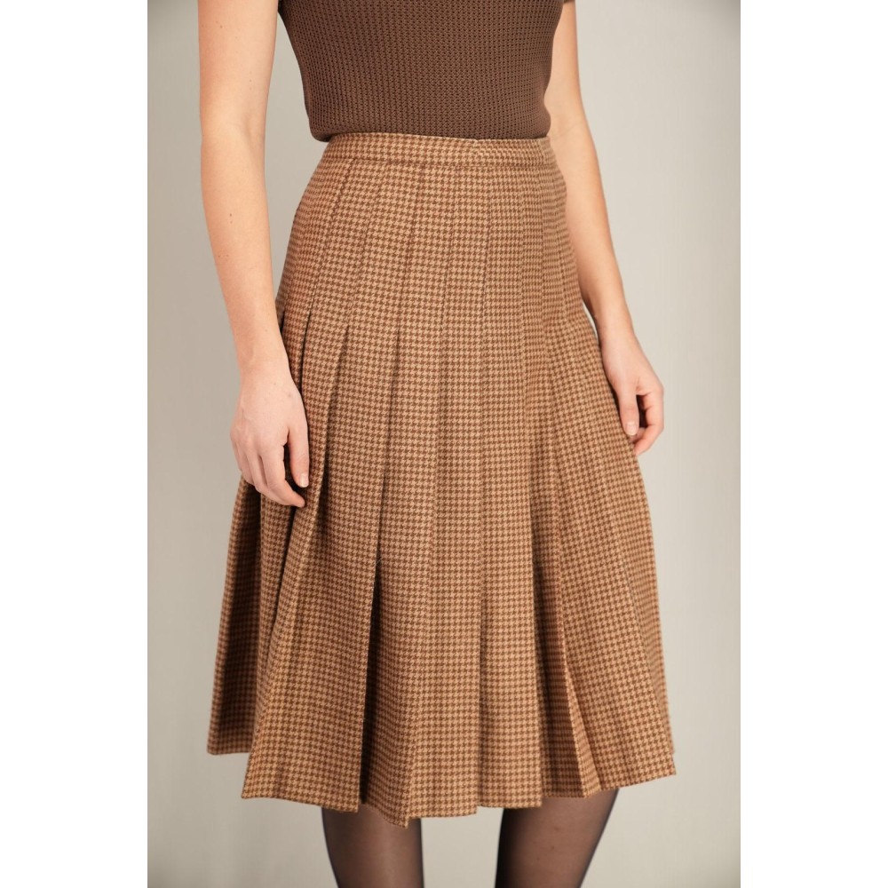 Vintage Checked Pleated Midi Skirt Classic Everyday Piece