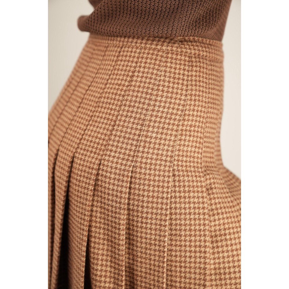 Vintage Checked Pleated Midi Skirt Classic Everyday Piece