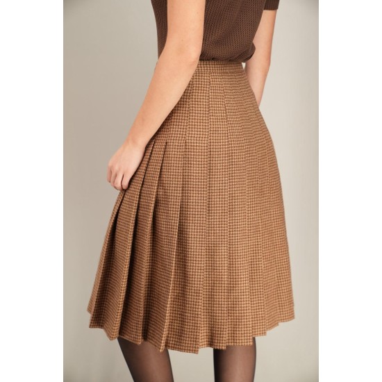 Vintage Checked Pleated Midi Skirt Classic Everyday Piece