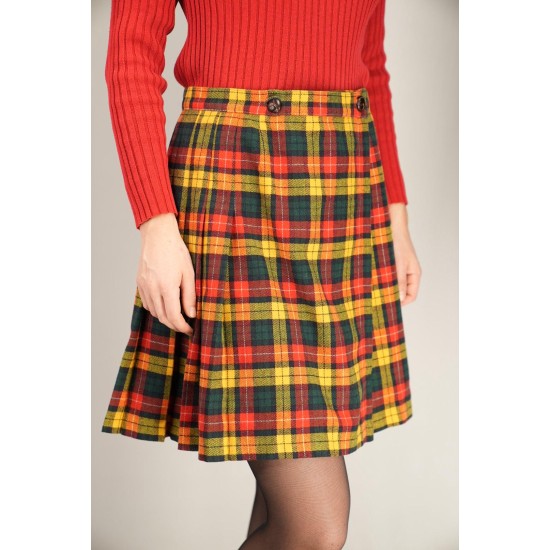 Bright Tartan Pleated Skirt Festive Vintage Charm