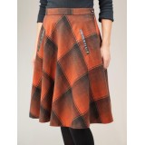 Burnt Orange Plaid A-Line Skirt Warm Autumn Statement Piece