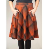 Burnt Orange Plaid A-Line Skirt Warm Autumn Statement Piece