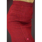 Red Houndstooth Pencil Skirt Bold Vintage Glam