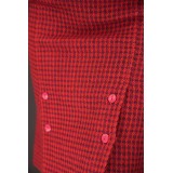 Red Houndstooth Pencil Skirt Bold Vintage Glam