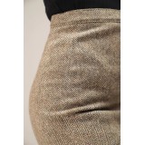 Herringbone Wrap-Front Wool Skirt Classic Tailored Midi
