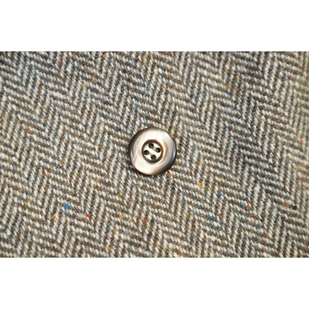 Herringbone Wrap-Front Wool Skirt Classic Tailored Midi