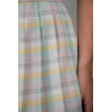Pastel Plaid Pleated Midi Skirt Soft Spring Vintage