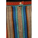 Ethnic Stripe Pencil Midi Skirt Colorful Folk-Inspired Style
