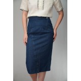 Dark Denim Pencil Midi Skirt Clean Everyday Essential