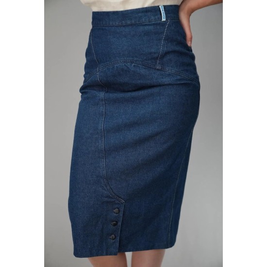 Dark Denim Pencil Midi Skirt Clean Everyday Essential