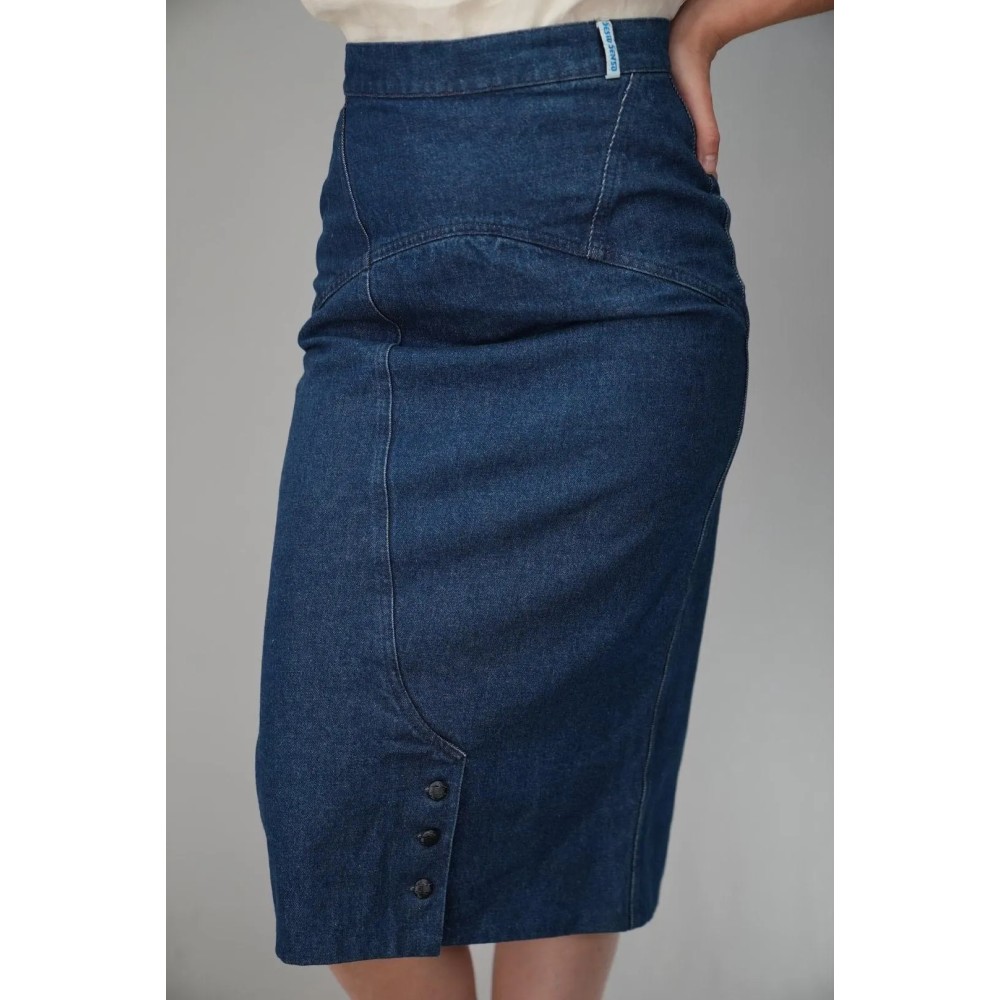 Dark Denim Pencil Midi Skirt Clean Everyday Essential